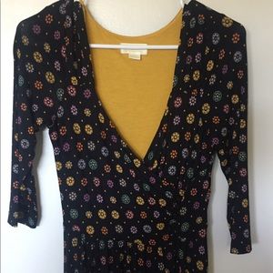 Anthropologie 3/4 sleeve faux wrap Midi-dress.